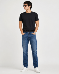 Kapda Mafia Men's Classic Blue Regular Fit Stretch Denim Jeans | Mid Rise | Premium Cotton Denim | Casual Everyday Wear